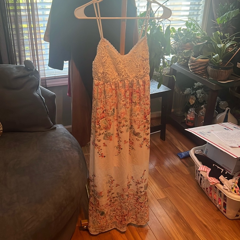 Olive Tree large slip dress, lined, spaghetti straps,